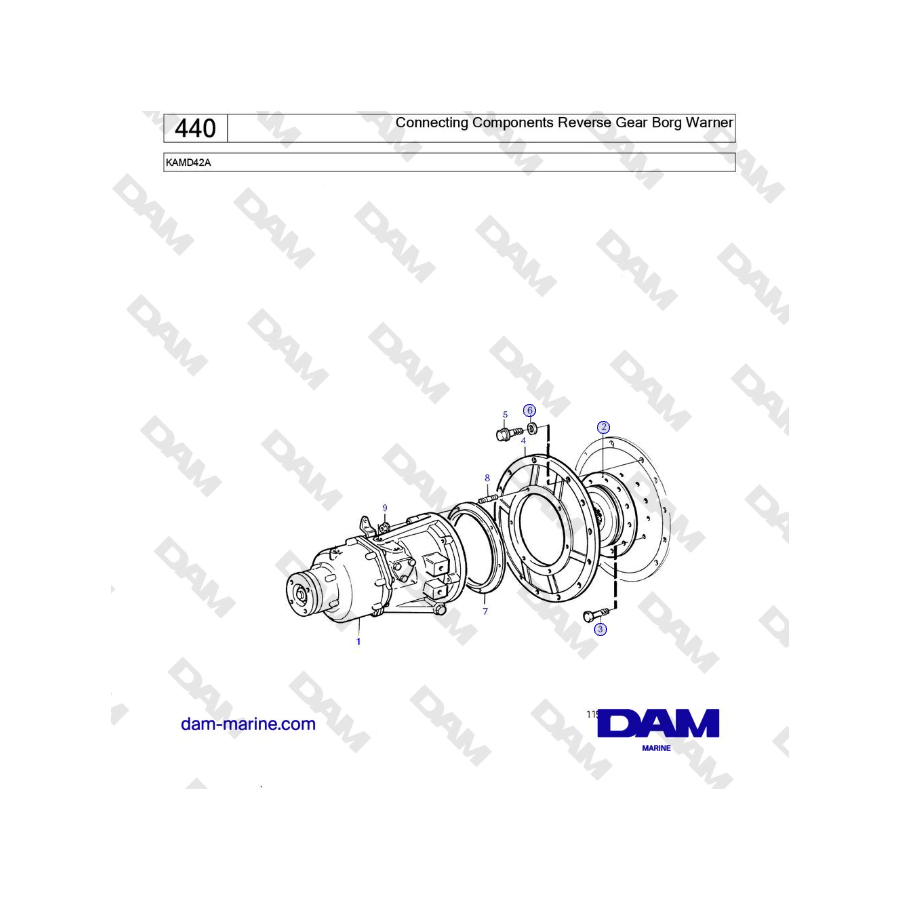 Volvo Penta KAMD42A - Componentes de conexión Marcha atrás Borg Warner