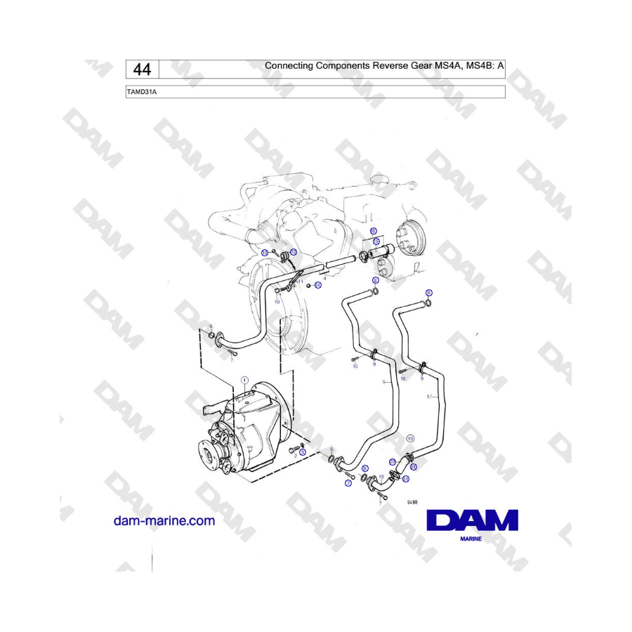 Volvo Penta TAMD31A - Connecting Components Reverse Gear MS4A, MS4B: A