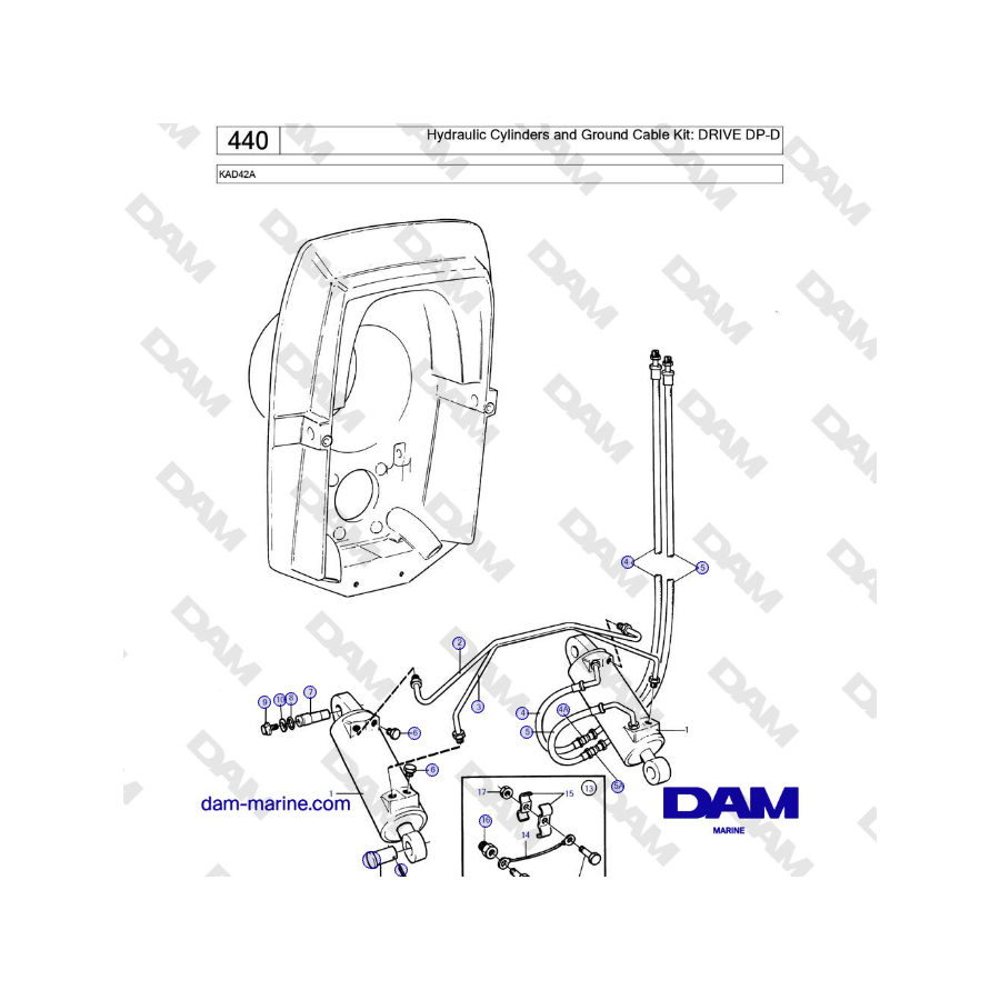 Volvo Penta KAD42A - Hydraulic Cylinders and Ground Cable Kit: DRIVE DP-D