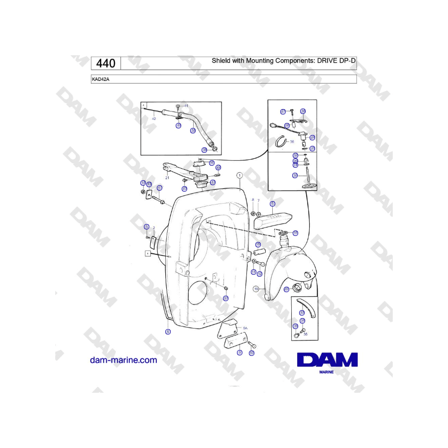 Volvo Penta KAD42A - Escudo con componentes de montaje: DRIVE DP-D