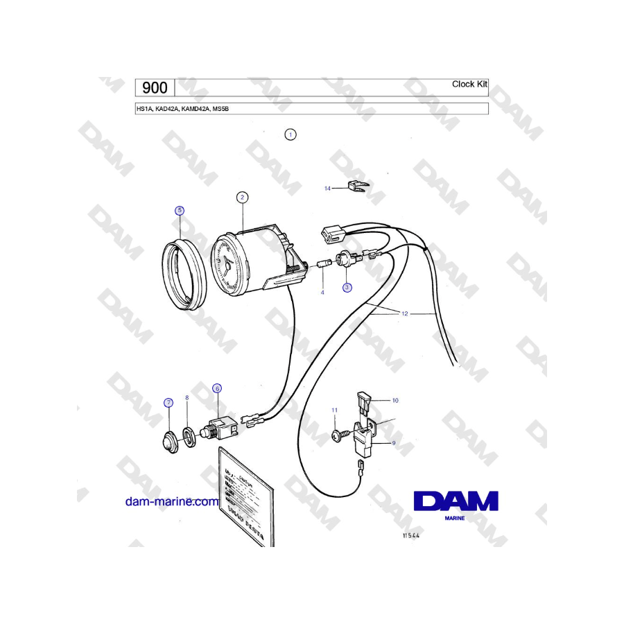 Volvo Penta HS1A, KAD42A, KAMD42A, MS5B - Clock Kit