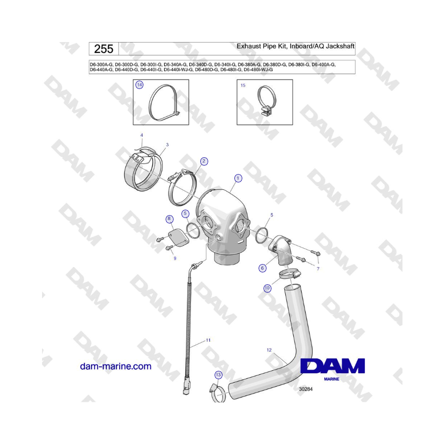 Volvo Penta D4-440 - Exhaust Pipe Kit, Inboard/AQ Jackshaft