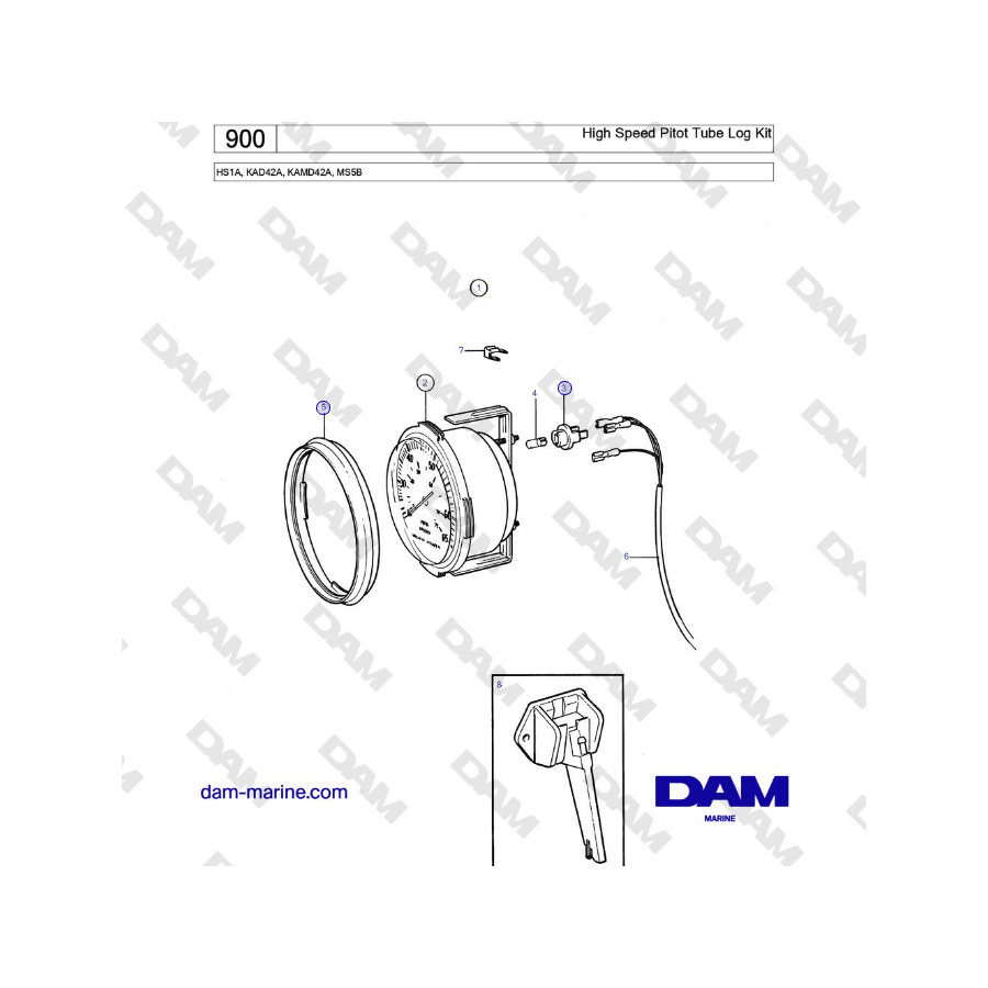 Volvo Penta HS1A, KAD42A, KAMD42A, MS5B - High Speed Pitot Tube Log Kit