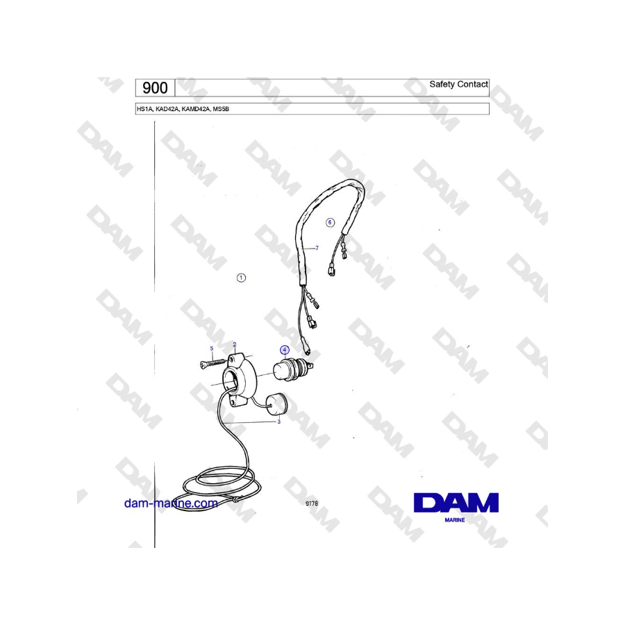 Volvo Penta HS1A, KAD42A, KAMD42A, MS5B - Contacto de seguridad