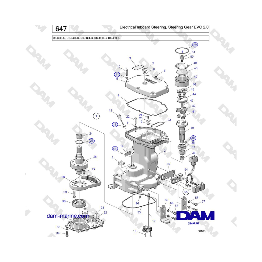 Volvo Penta D6-440 - Electrical Inboard Steering, Steering Gear EVC 2.0