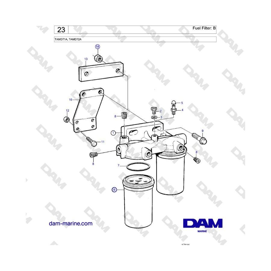 Volvo Penta TAMD71A - Filtro de combustible: B