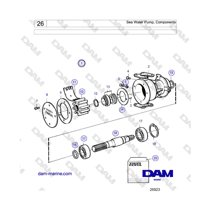 Volvo Penta TAMD71A - Sea Water Pump, Components