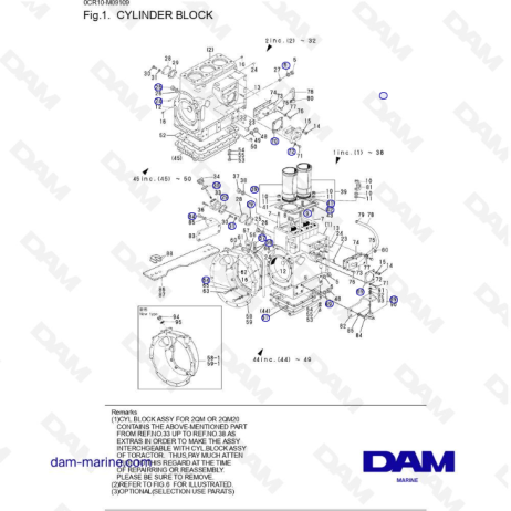 Yanmar 2QM20 - Cylinder block 