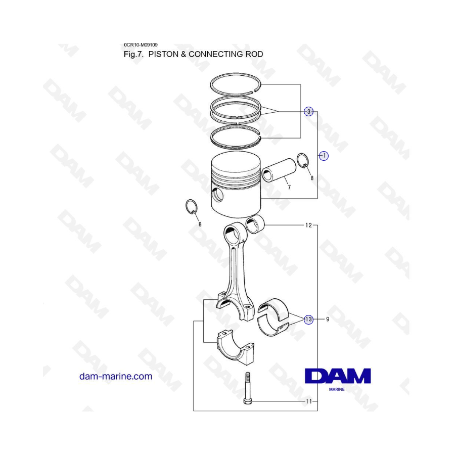 Yanmar 2QM20 - PISTON & CONNECTING ROD