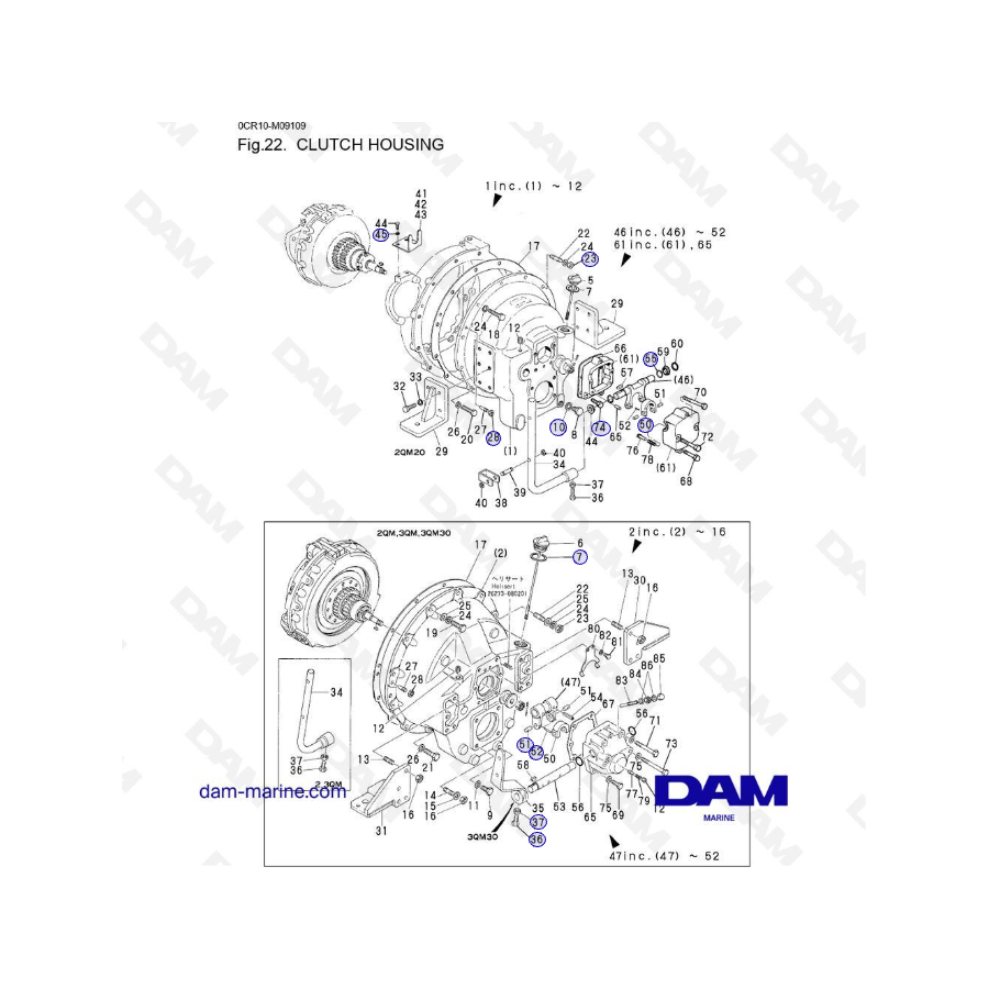 Yanmar 2QM20 - CLUTCH HOUSING