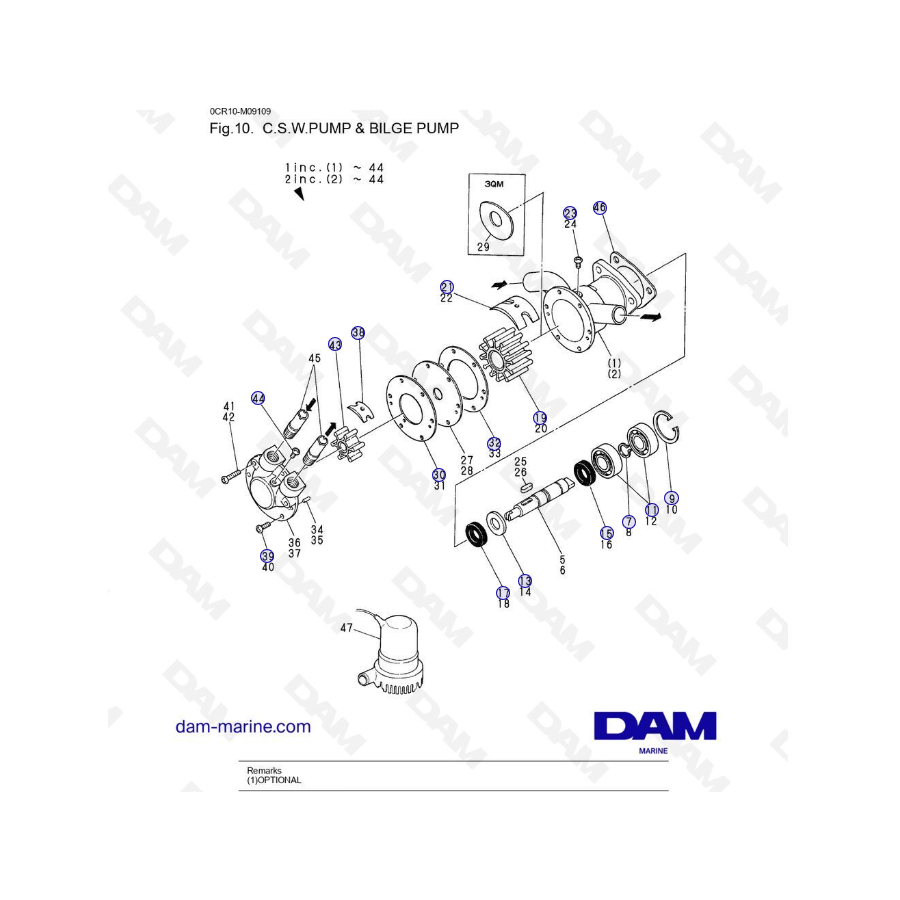 Yanmar 2QM20 - BOMBA C.S.W. Y BOMBA DE SENTINA