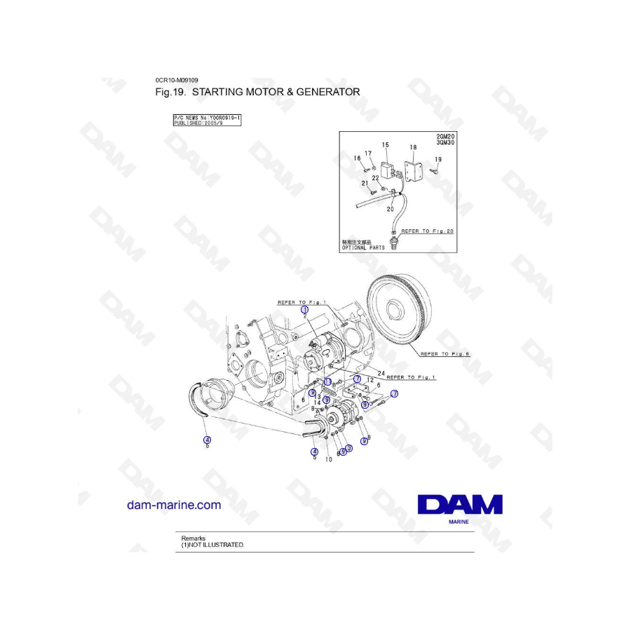 Yanmar 2QM20 - MOTOR DE ARRANQUE Y GENERADOR