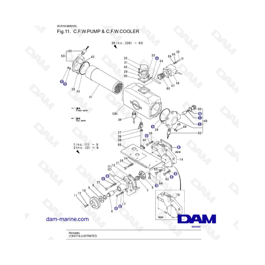 Yanmar 2QM20 - C.F.W.PUMP & C.F.W.COOLER