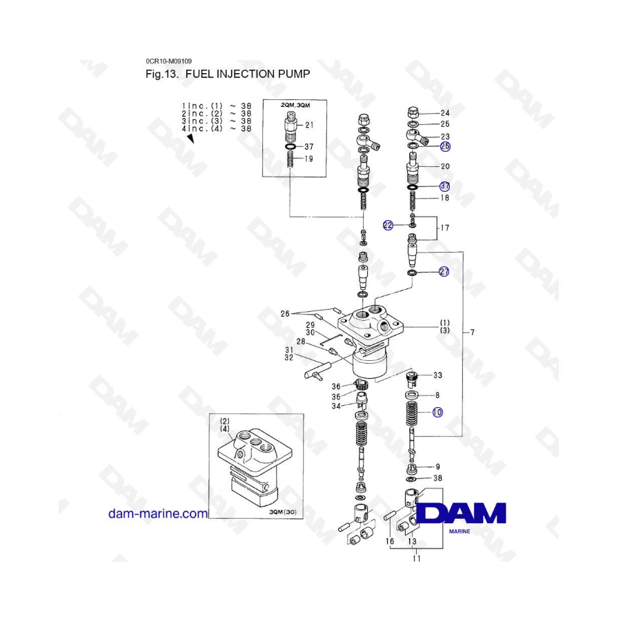 Yanmar 2QM20 - FUEL INJECTION PUMP