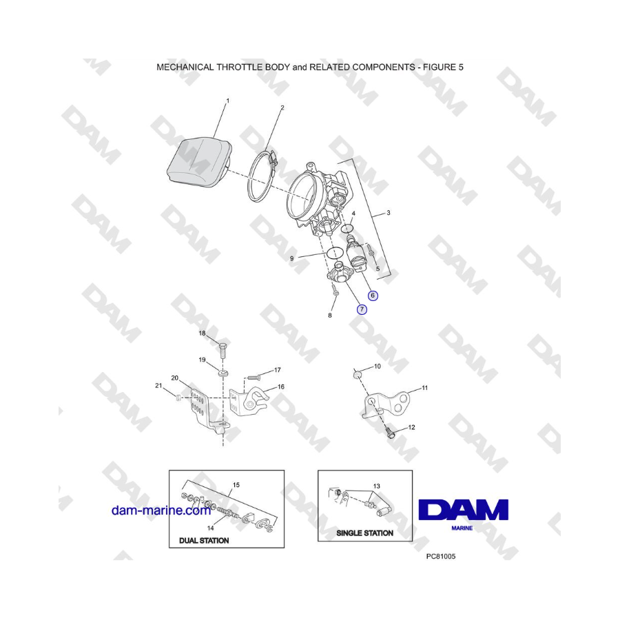 Crusader MP 8.1L (2006 MY) - MECHANICAL THROTTLE BODY and RELATED COMPONENTS