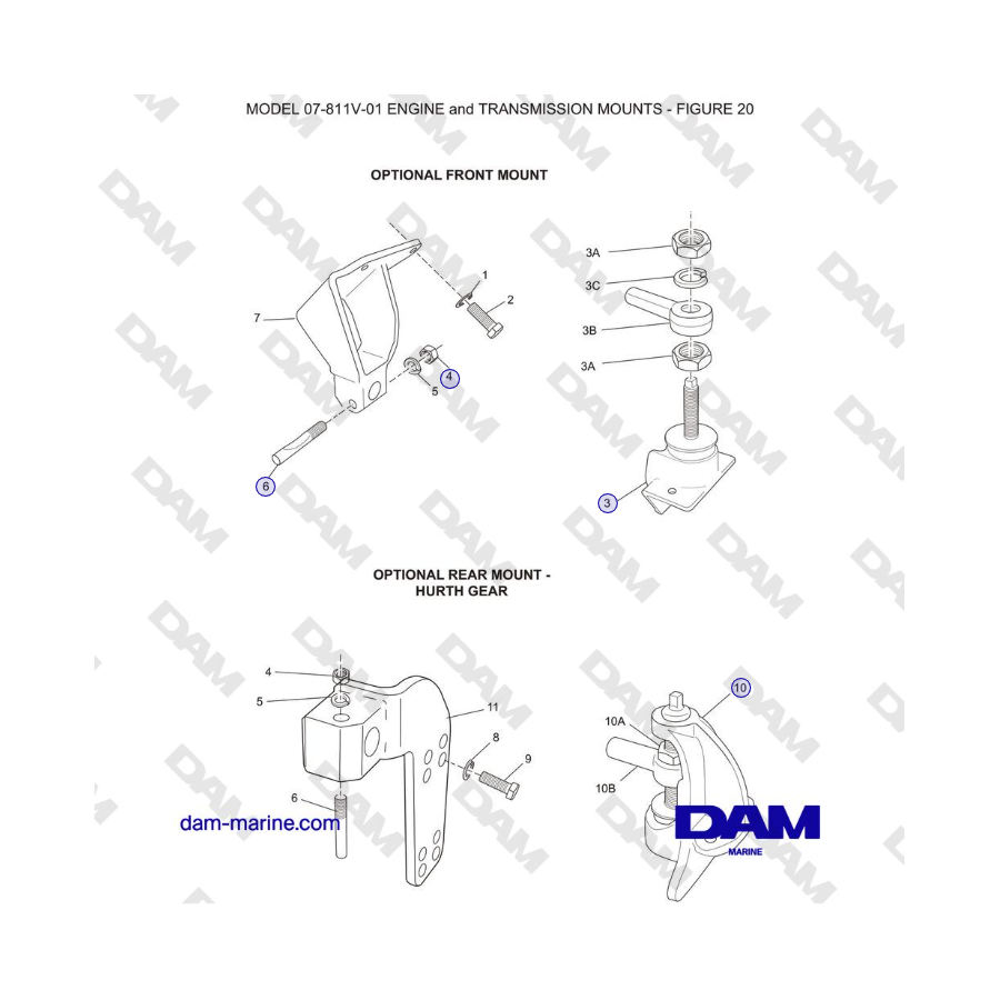 Crusader MP 8.1L (2006 MY) - MODEL 07-811V-01 ENGINE and TRANSMISSION MOUNTS