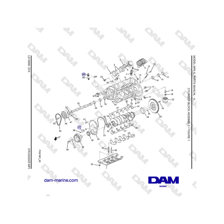 Crusader MP 8.1L (SN 670001) - CYLINDER BLOCK ASSEMBLY