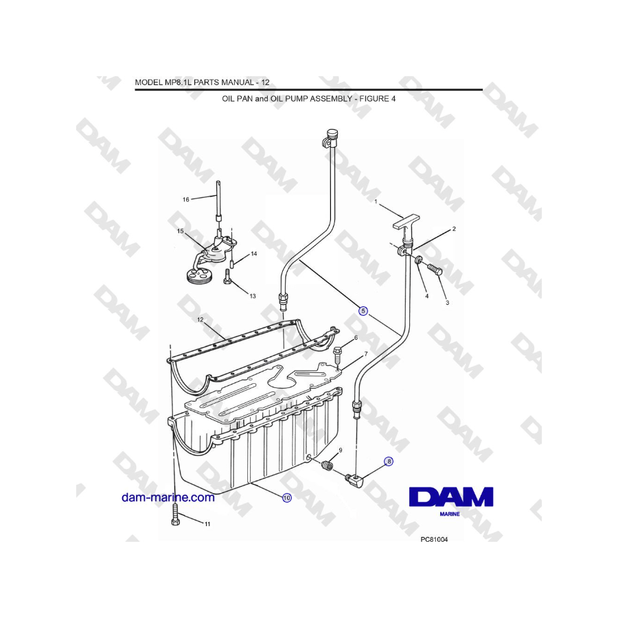 Crusader MP 8.1L (SN 670001) - CONJUNTO DE CÁRTER DE ACEITE y BOMBA DE ACEITE