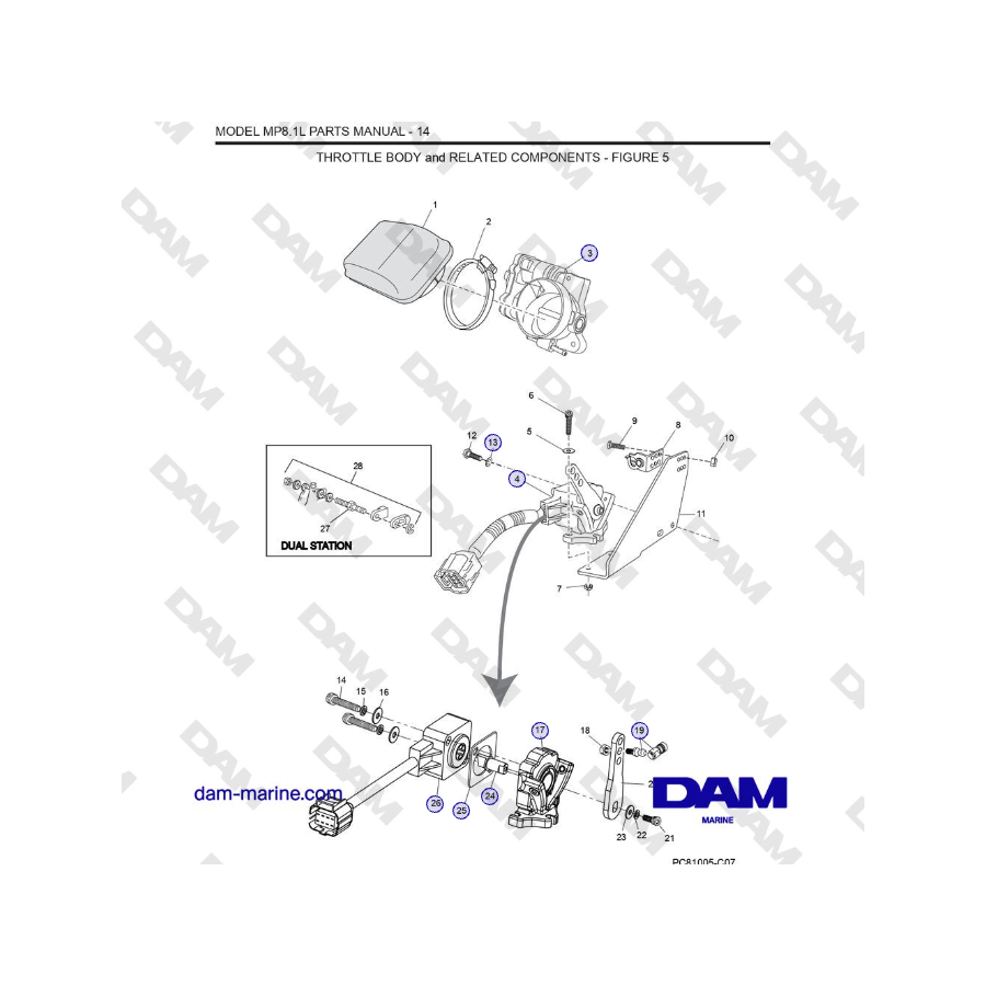 Crusader MP 8.1L (SN 670001) - CUERPO DEL ACELERADOR y COMPONENTES RELACIONADOS