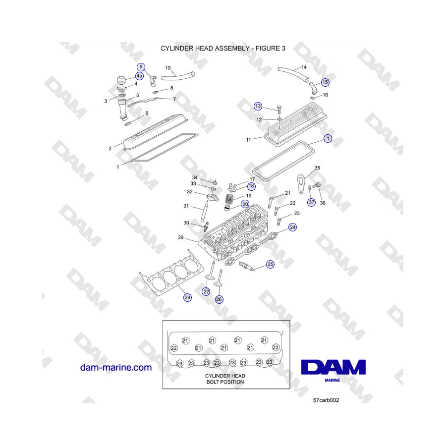 Crusader 5.7L Carburetor Classic Series (2006-2007 MY) - CONJUNTO DE CULATA