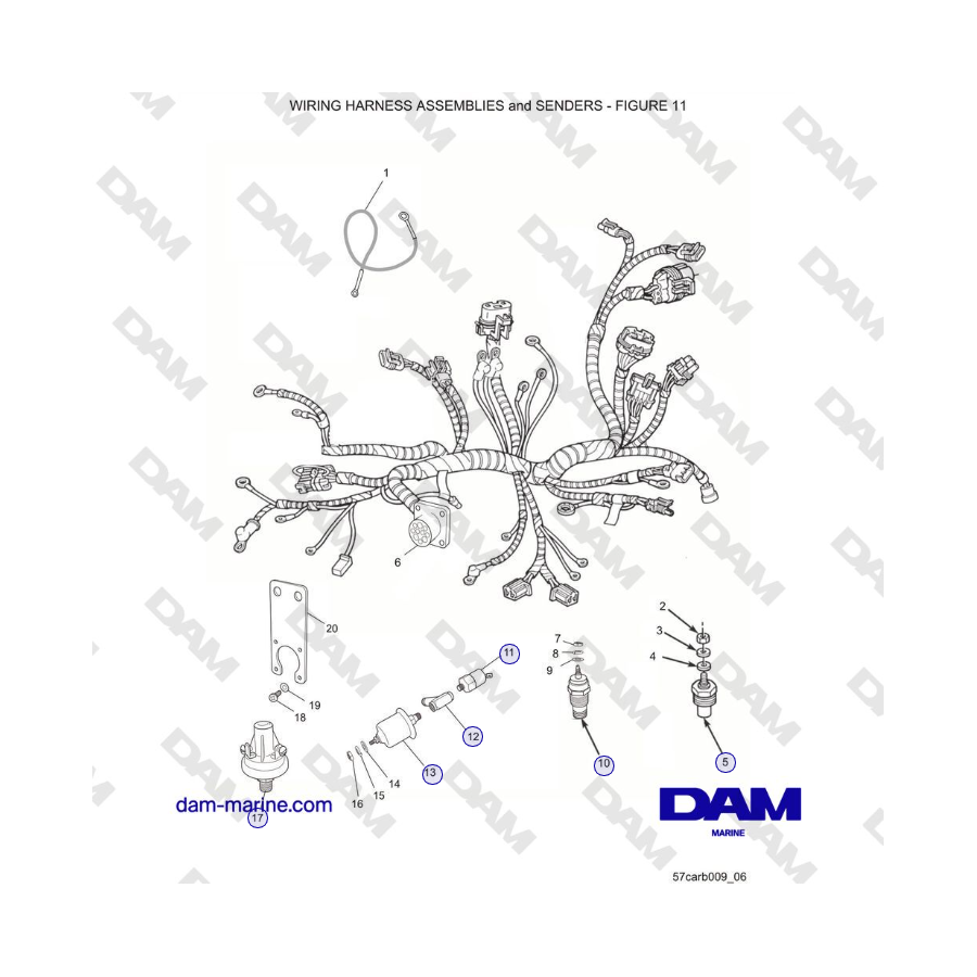 Crusader 5.7L Carburetor Classic Series (2006-2007 MY) - CONJUNTOS DE MAZO DE CABLES y REMITENTES