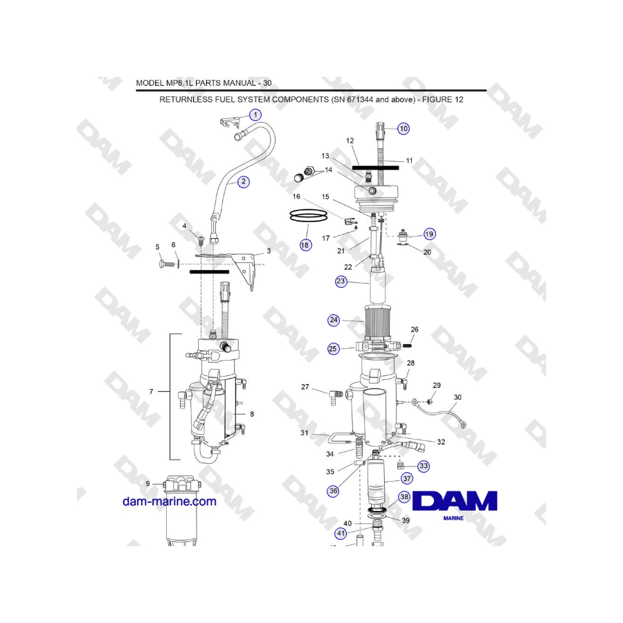 Crusader MP 8.1L (SN 670001) - COMPONENTES DEL SISTEMA DE COMBUSTIBLE SIN RETORNO (SN 671344 y superior)