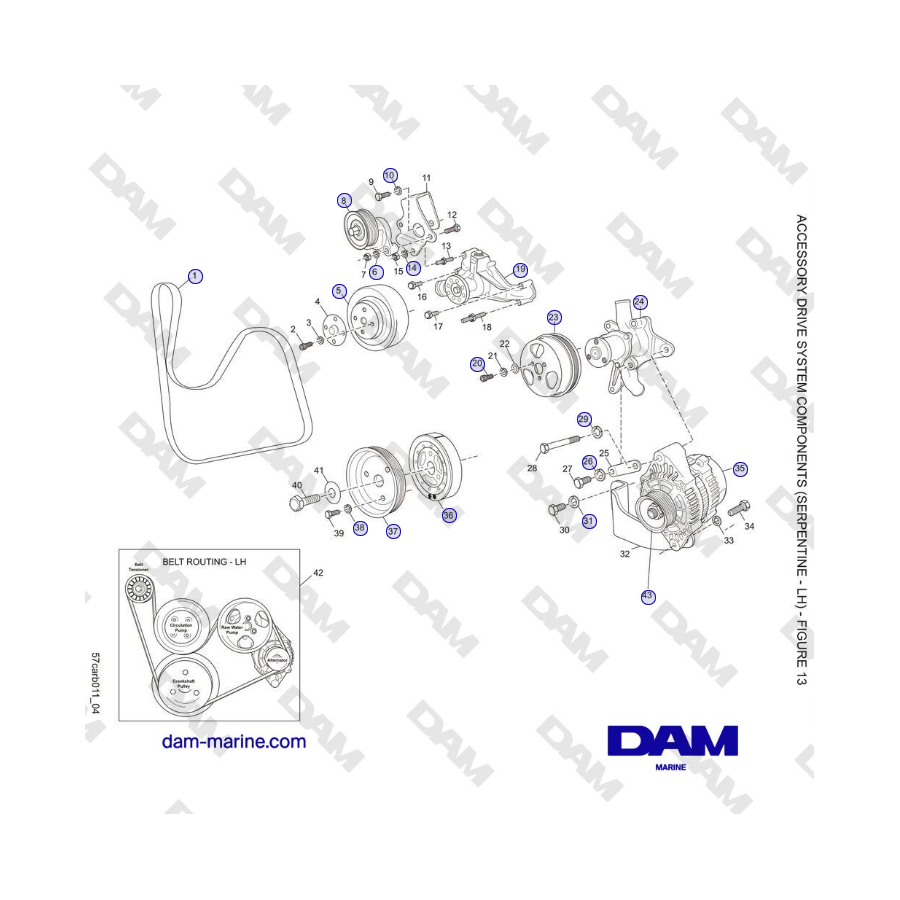 Crusader 5.7L Carburetor Classic Series (2006-2007 MY) - ACCESSORY DRIVE SYSTEM COMPONENTS (SERPENTINE - LH)