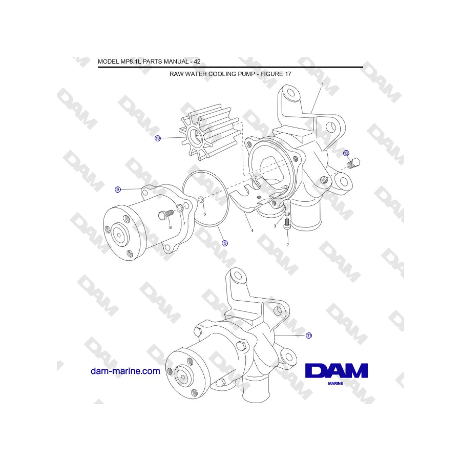 Crusader MP 8.1L (SN 670001) - BOMBA DE REFRIGERACIÓN DE AGUA BRUTA