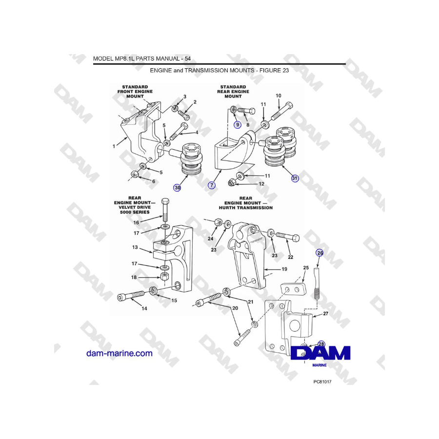 Crusader MP 8.1L (SN 670001) - ENGINE and TRANSMISSION MOUNTS