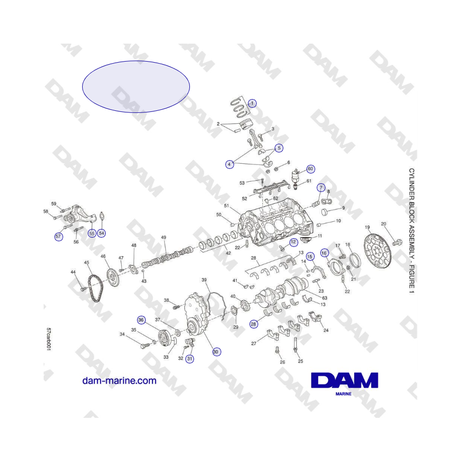 Crusader 5.7L Carburetor Classic Series (Año 1999-2005) - CONJUNTO DEL BLOQUE DE CILINDROS