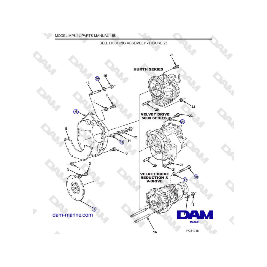 Crusader MP 8.1L (SN 670001) - BELL HOUSING ASSEMBLY