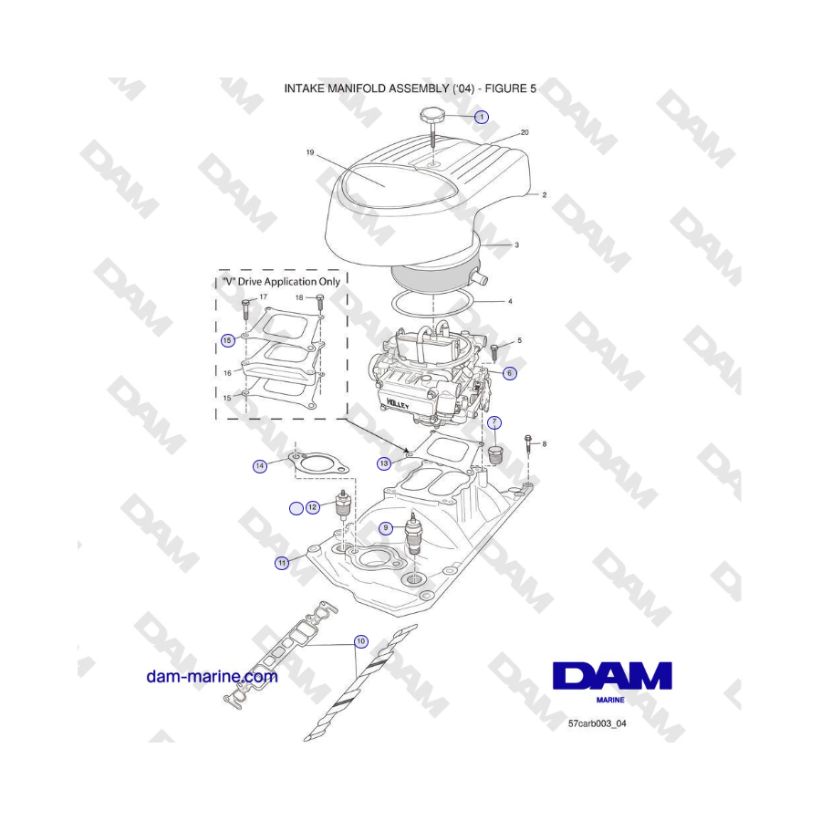 Crusader 5.7L Carburetor Classic Series (1999-2005 MY) - CONJUNTO DEL COLECTOR DE ADMISIÓN ('04)