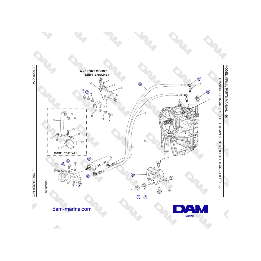 Crusader MP 8.1L (SN 670001) - TRANSMISIÓN Y COMPONENTES RELACIONADOS (HURTH GEAR)