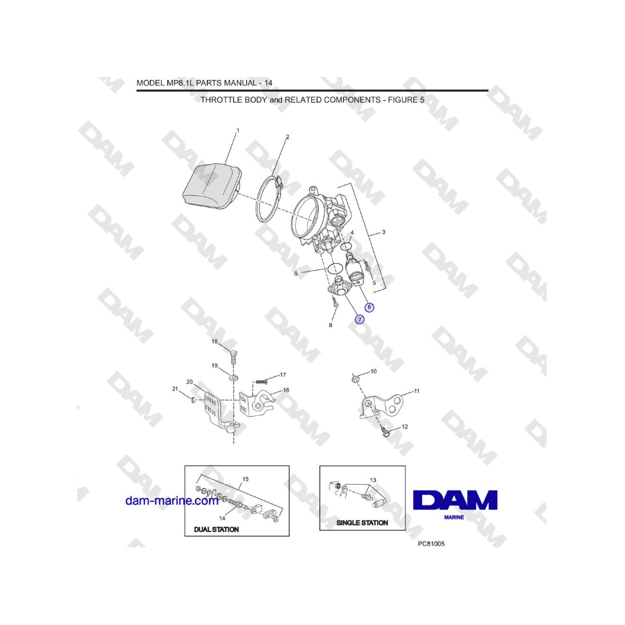 Crusader MP8.1L 2001 - 2005 MY - CUERPO DEL ACELERADOR y COMPONENTES RELACIONADOS