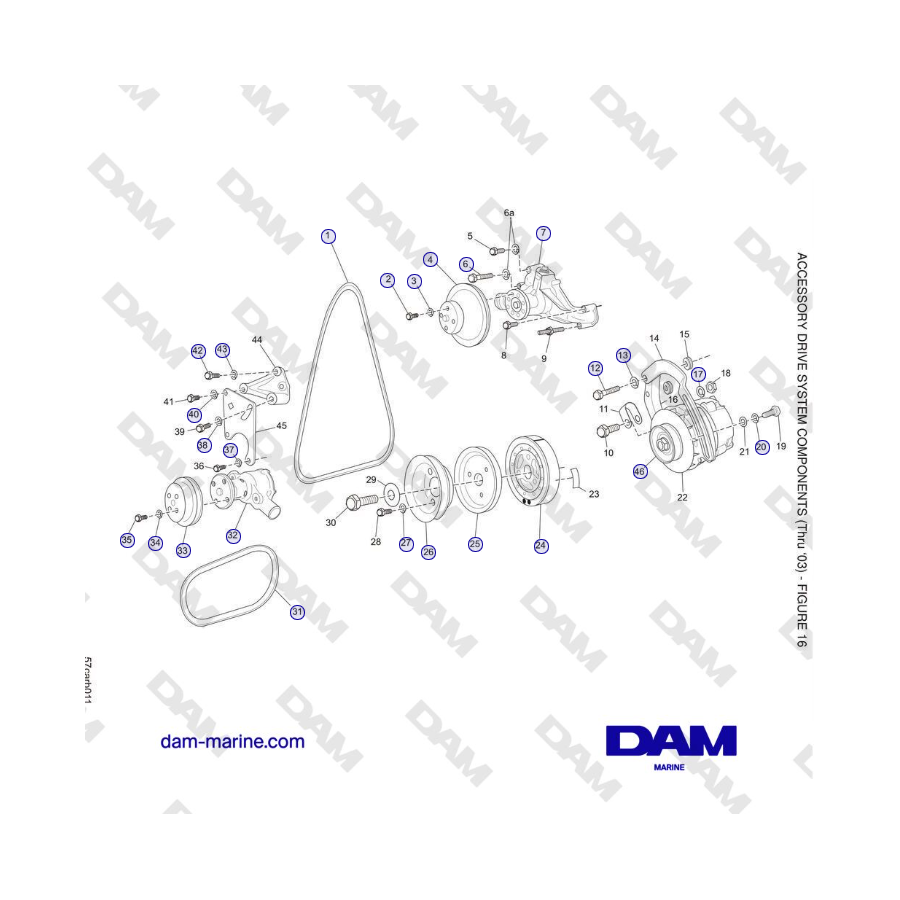 Crusader 5.7L Carburetor Classic Series (1999-2005 MY) - ACCESSORY DRIVE SYSTEM COMPONENTS (Thru ‘03)