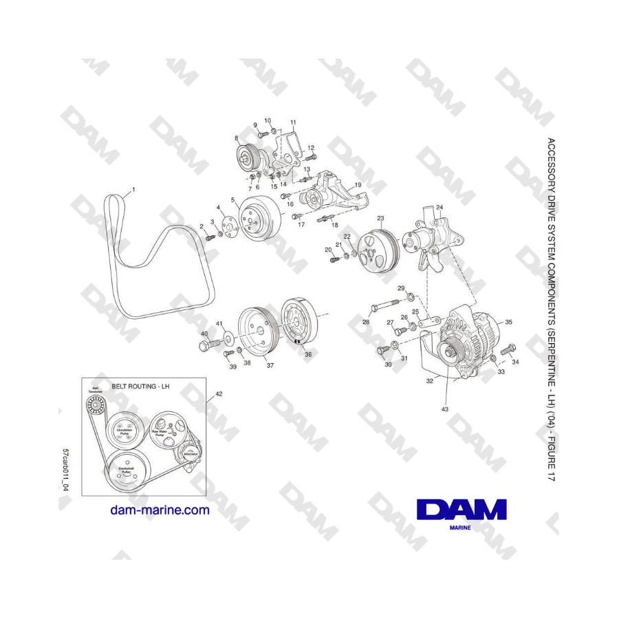 Crusader 5.7L Carburetor Classic Series (1999-2005 MY) - ACCESSORY DRIVE SYSTEM COMPONENTS (SERPENTINE - LH) (‘04)