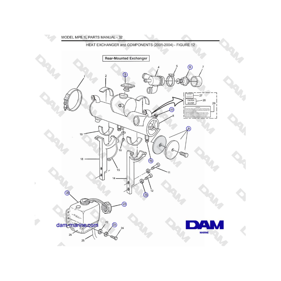 Crusader MP8.1L 2001 - 2005 MY - HEAT EXCHANGER and COMPONENTS (2001-2004)