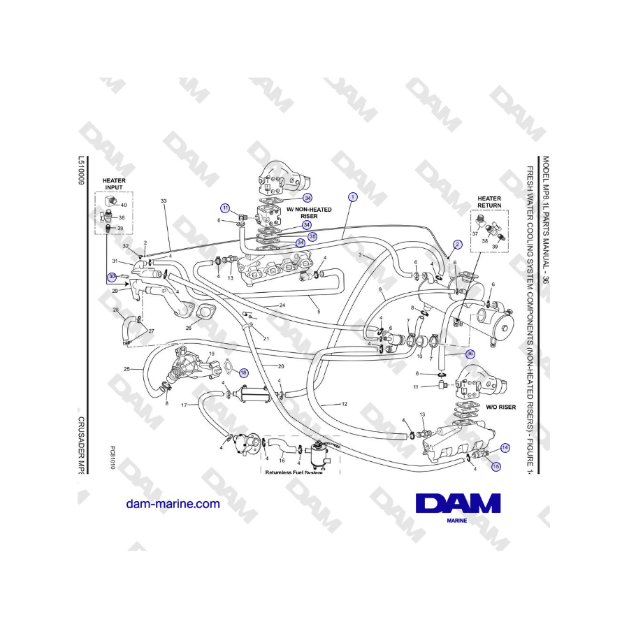 Crusader MP8.1L 2001 - 2005 MY - COMPONENTES DEL SISTEMA DE REFRIGERACIÓN DE AGUA DULCE (TORRES TERRESTRES NO CALEFACTADOS)