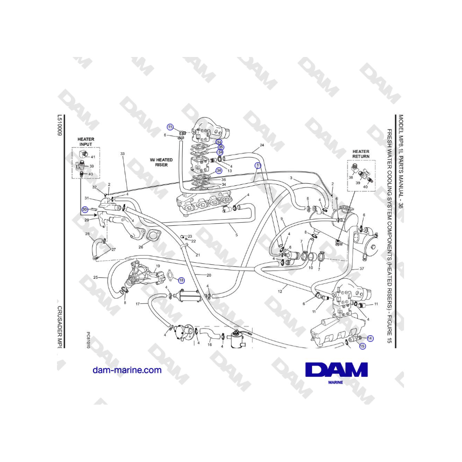 Crusader MP8.1L 2001 - 2005 MY - COMPONENTES DEL SISTEMA DE REFRIGERACIÓN DE AGUA DULCE (TORRES CALEFACTADOS)