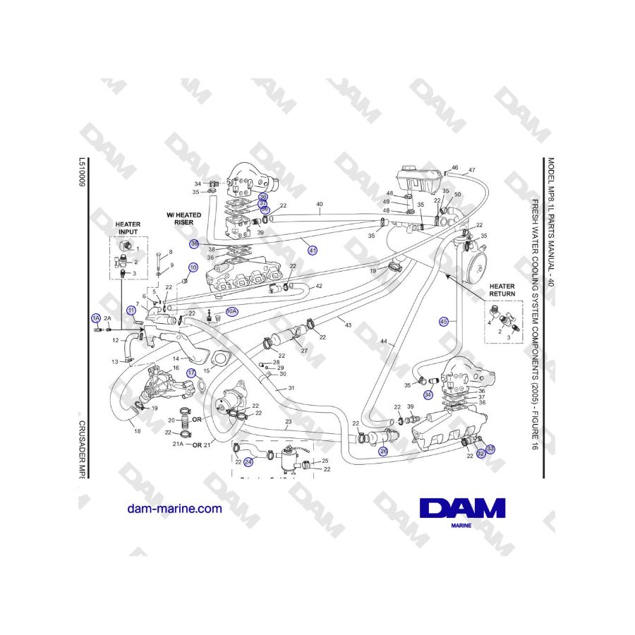 Crusader MP8.1L 2001 - 2005 MY - COMPONENTES DEL SISTEMA DE REFRIGERACIÓN DE AGUA DULCE (2005)