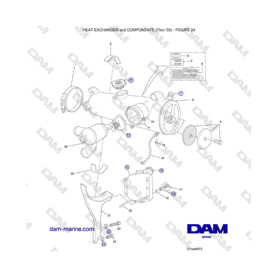 Crusader 5.7L Carburetor Classic Series (1999-2005 MY) - HEAT EXCHANGER and COMPONENTS (Thru ‘03)