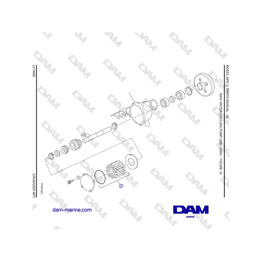 Crusader MP8.1L 2001 - 2005 MY - BOMBA DE REFRIGERACIÓN DE AGUA CRUDA (2001-2004)