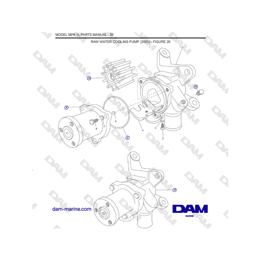 Crusader MP8.1L 2001 - 2005 - BOMBA DE REFRIGERACIÓN DE AGUA BRUTA (2005)