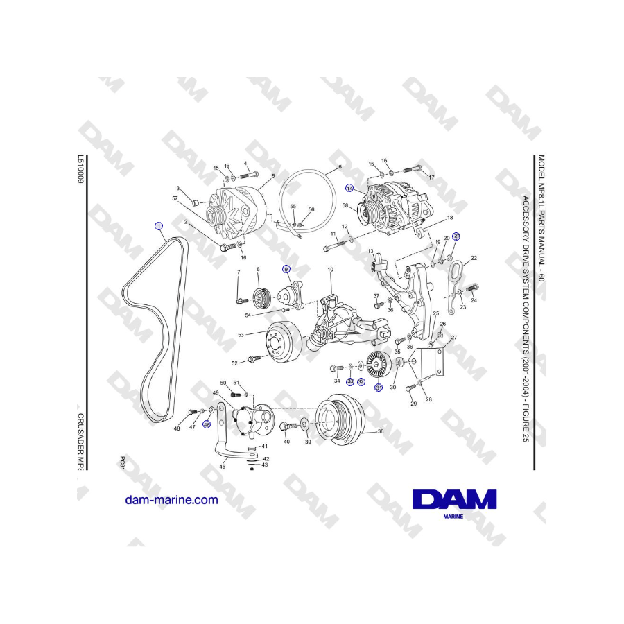 Crusader MP8.1L 2001 - 2005 MY - ACCESSORY DRIVE SYSTEM COMPONENTS (2001-2004)