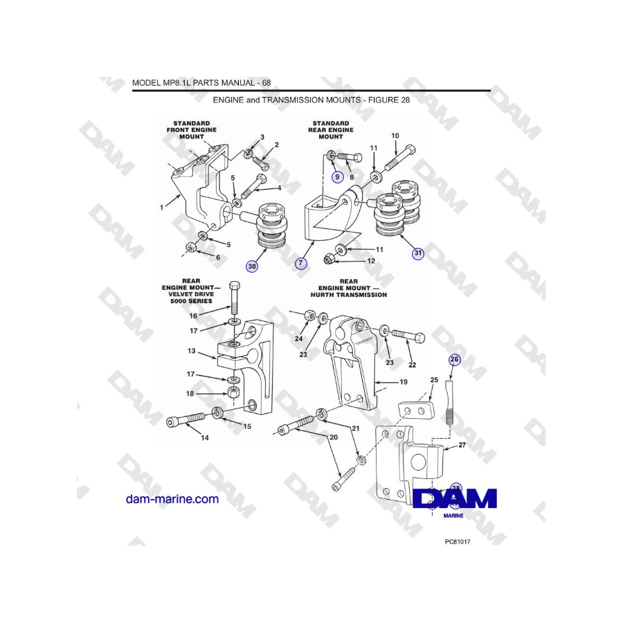 Crusader MP8.1L 2001 - 2005 MY - SOPORTES DE MOTOR y TRANSMISIÓN