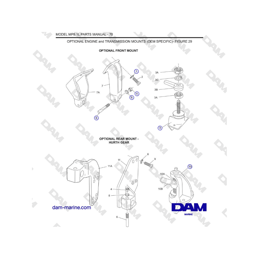 Crusader MP8.1L 2001 - 2005 MY - OPTIONAL ENGINE and TRANSMISSION MOUNTS (OEM SPECIFIC)