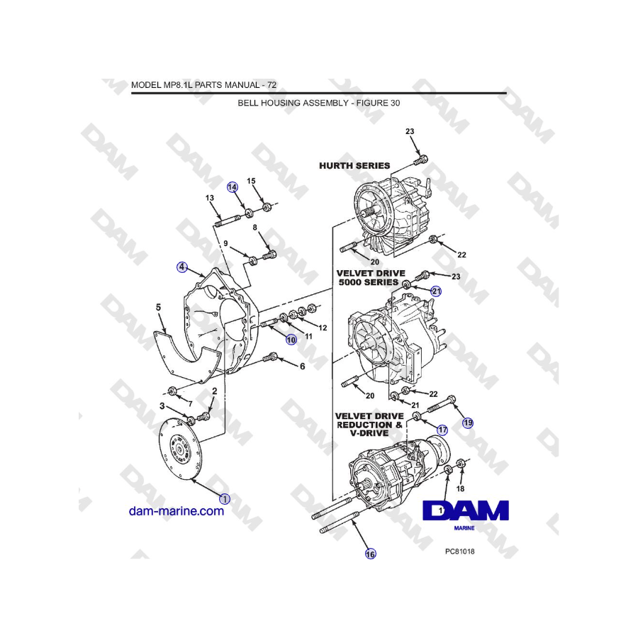 Crusader MP8.1L 2001 - 2005 MY - BELL HOUSING ASSEMBLY