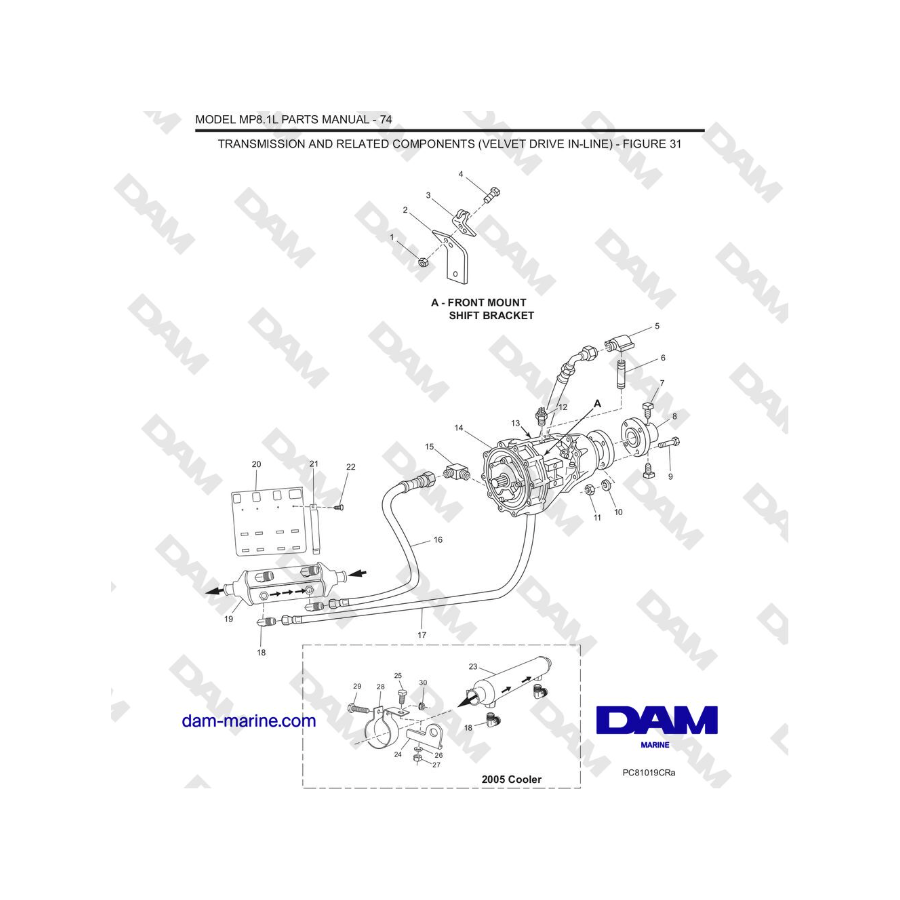 Crusader MP8.1L 2001 - 2005 MY - TRANSMISSION AND RELATED COMPONENTS (VELVET DRIVE IN-LINE)