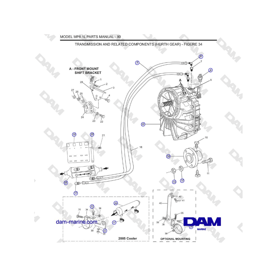 Crusader MP8.1L 2001 - 2005 MY - TRANSMISIÓN Y COMPONENTES RELACIONADOS (HURTH GEAR)