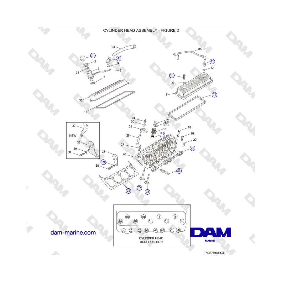 Crusader 5.0L / 5.7L 2002-2005 MY - CYLINDER HEAD ASSEMBLY